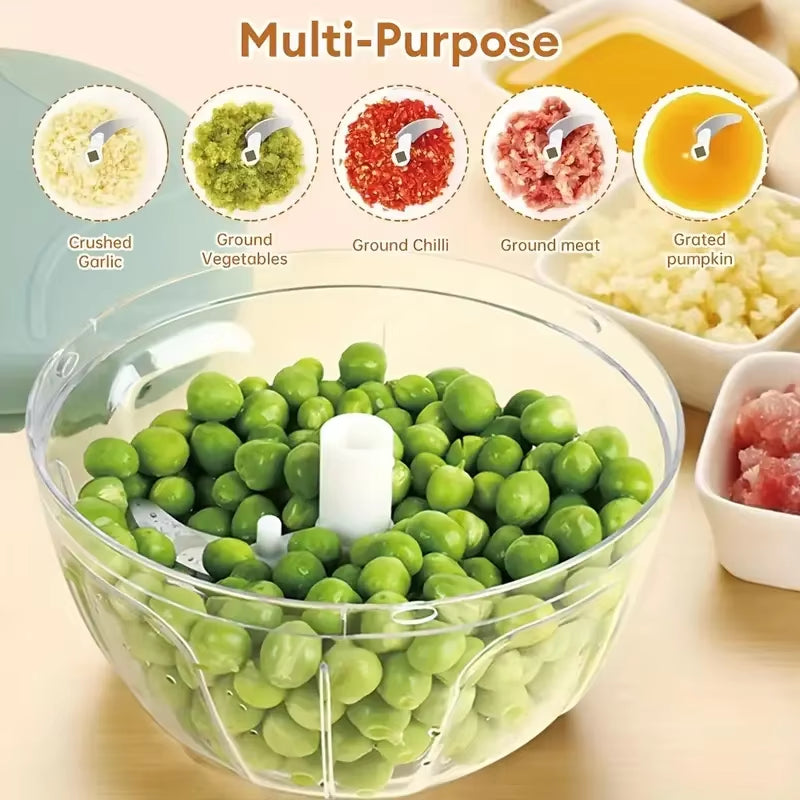 Manual Food Chopper Hand Pulled Vegetable and Fruit Cutter Food Processing Press Garlic Pepper Mincer Splatter Kitchen Tools