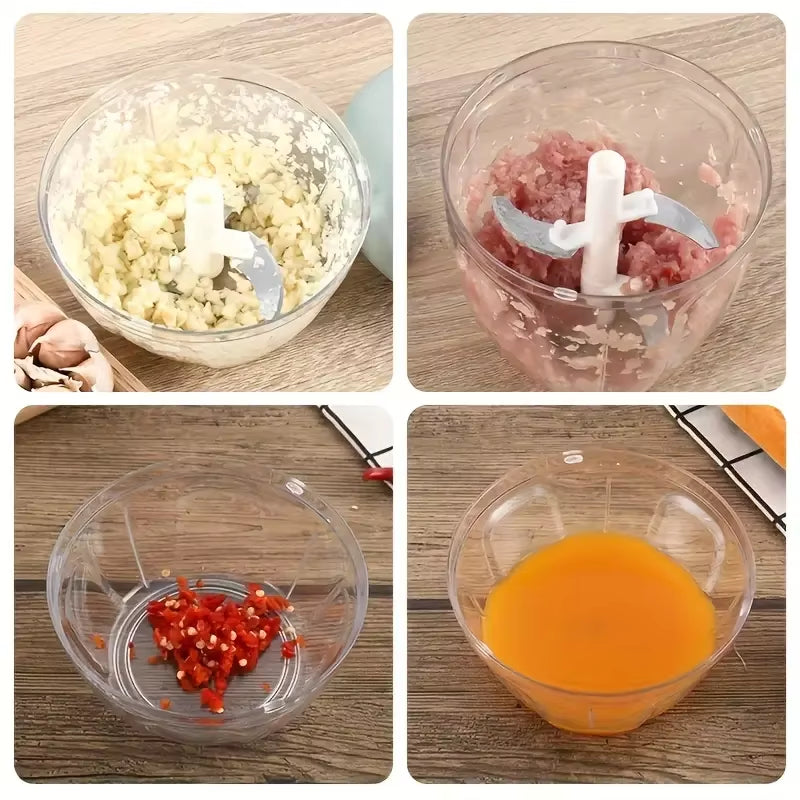 Manual Food Chopper Hand Pulled Vegetable and Fruit Cutter Food Processing Press Garlic Pepper Mincer Splatter Kitchen Tools