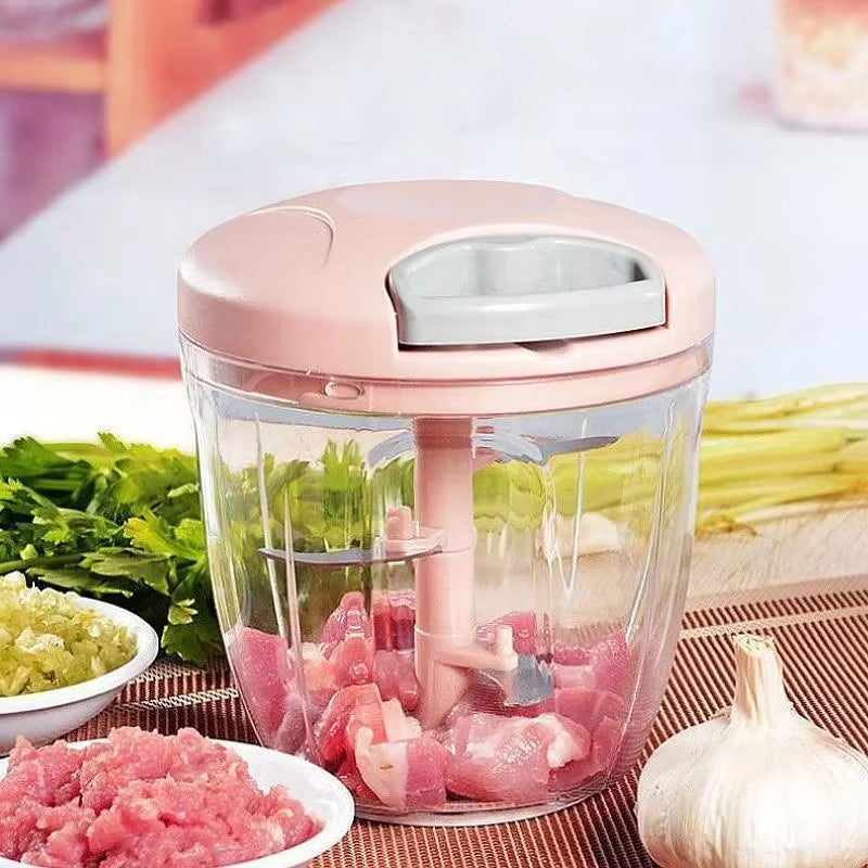 Manual Food Chopper Hand Pulled Vegetable and Fruit Cutter Food Processing Press Garlic Pepper Mincer Splatter Kitchen Tools
