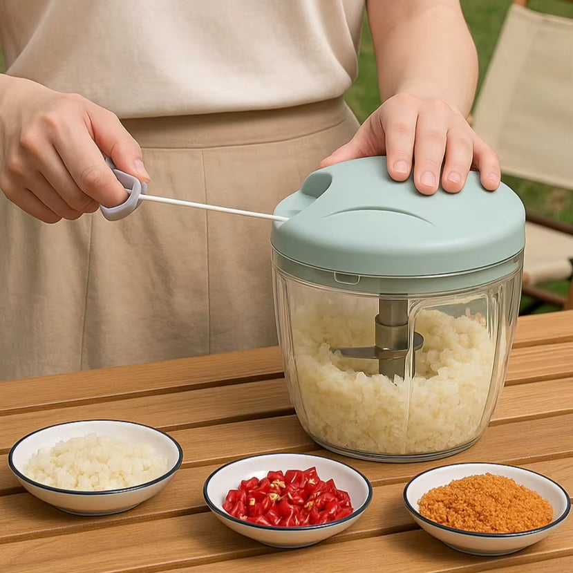 Manual Food Chopper Hand Pulled Vegetable and Fruit Cutter Food Processing Press Garlic Pepper Mincer Splatter Kitchen Tools