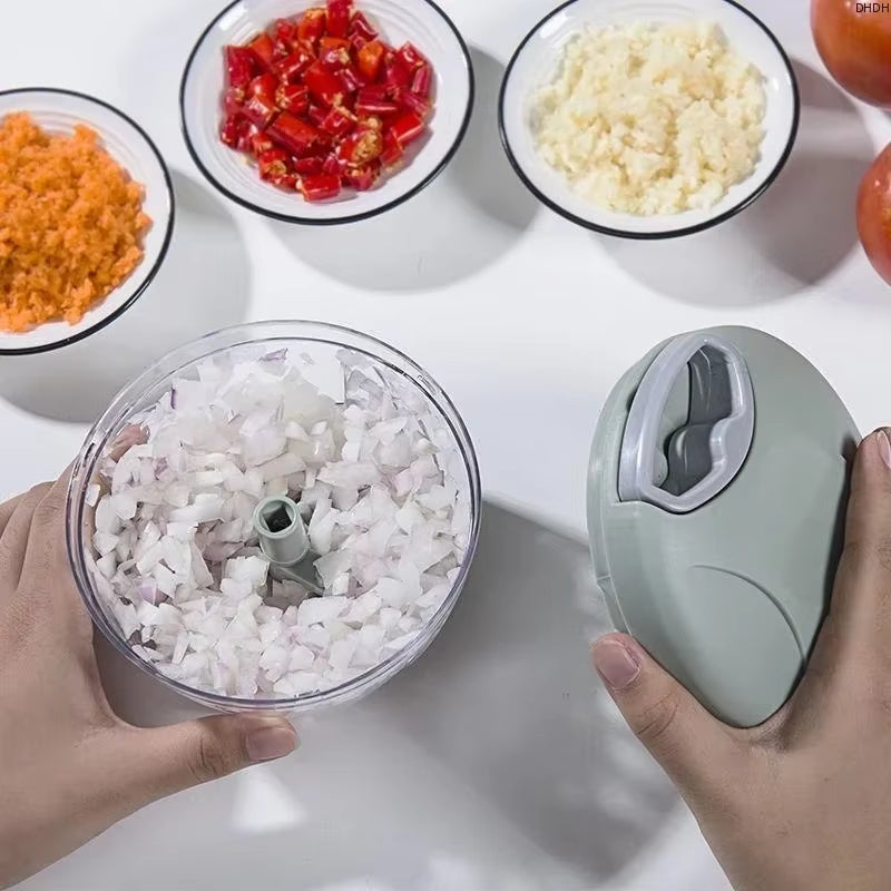 Manual Food Chopper Hand Pulled Vegetable and Fruit Cutter Food Processing Press Garlic Pepper Mincer Splatter Kitchen Tools