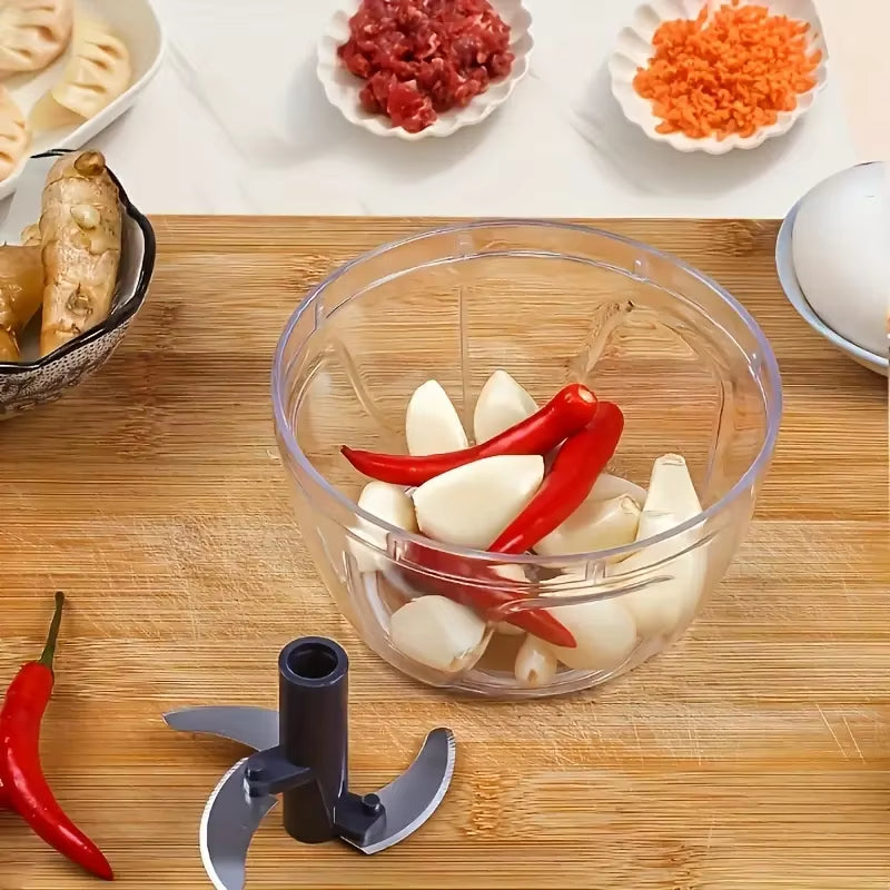 Manual Food Chopper Hand Pulled Vegetable and Fruit Cutter Food Processing Press Garlic Pepper Mincer Splatter Kitchen Tools