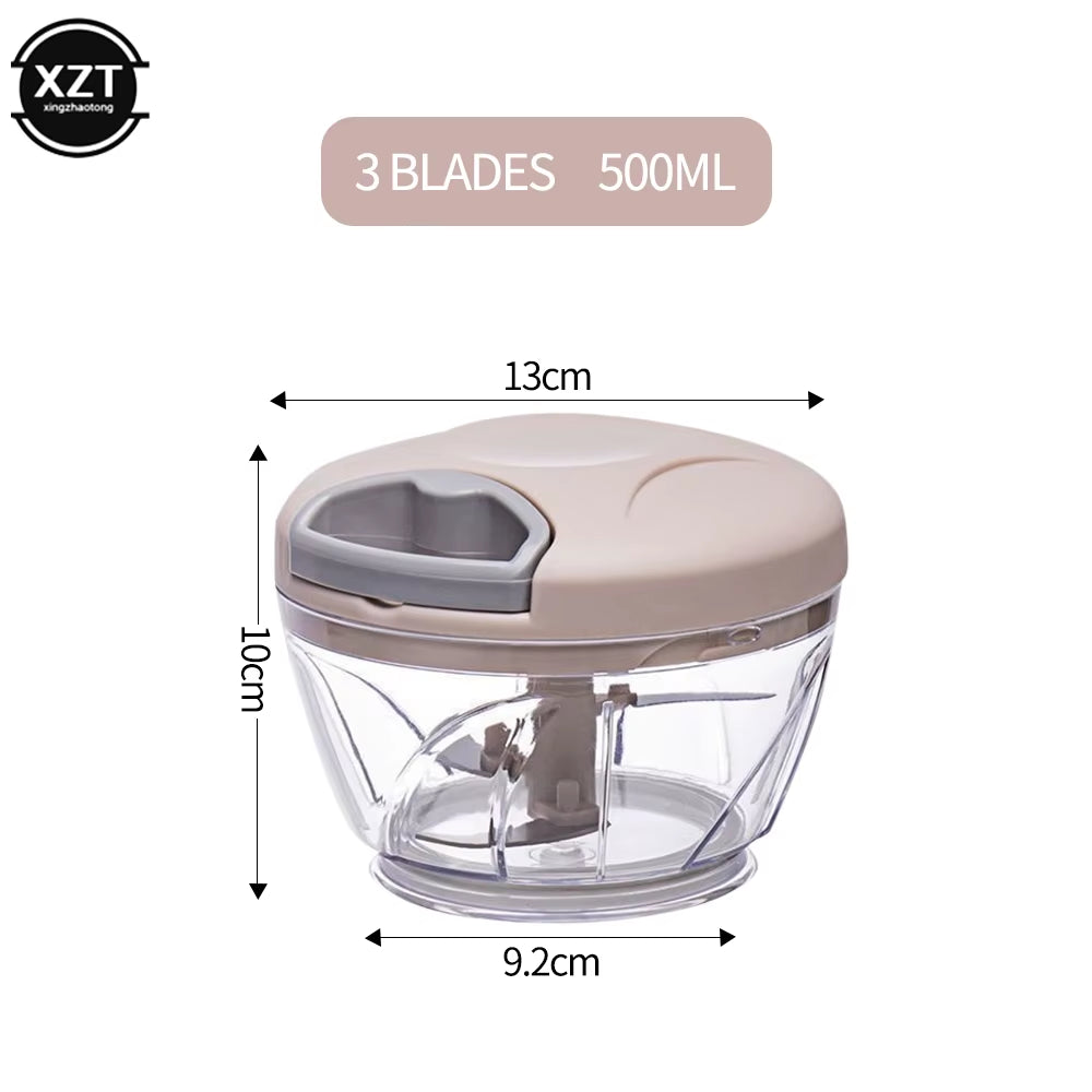 Multifunctional Garlic Stirrer Manual Meat Grinder Kitchen Supplies Food Processor Kitchen Tools Garlic Cutter 500Ml/900Ml