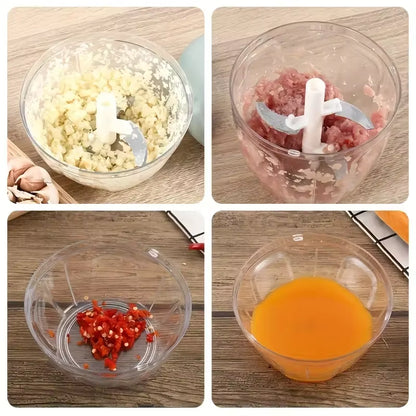 Manual Food Chopper Hand Pulled Vegetable and Fruit Cutter Food Processing Press Garlic Pepper Mincer Splatter Kitchen Tools
