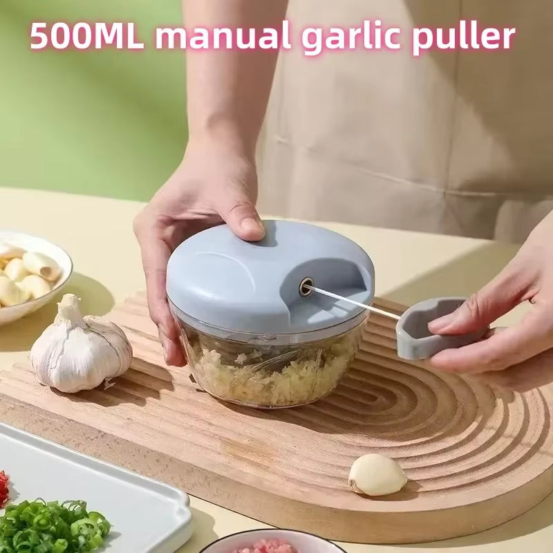 500ML Manual Meat Mincer Garlic Chopper Rotate Garlic Press Crusher Vegetable Onion Cutter Kitchen Cooking Food Chopper