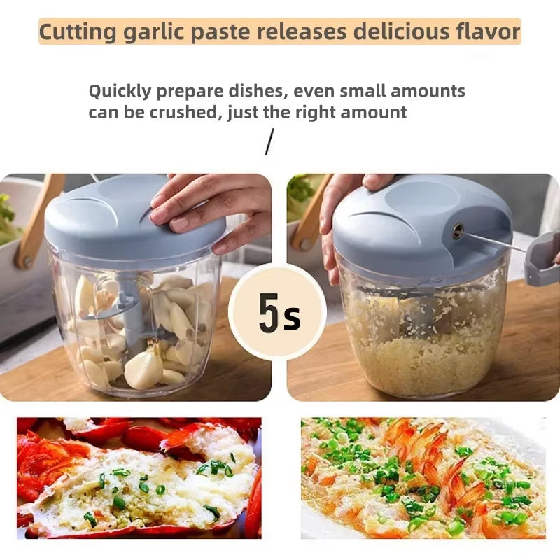 500ML Manual Meat Mincer Garlic Chopper Rotate Garlic Press Crusher Vegetable Onion Cutter Kitchen Cooking Food Chopper
