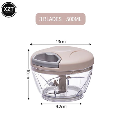 Multifunctional Garlic Stirrer Manual Meat Grinder Kitchen Supplies Food Processor Kitchen Tools Garlic Cutter 500Ml/900Ml